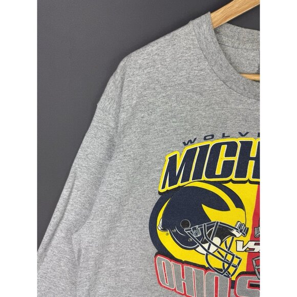 Vintage Y2K Michigan Wolverines VS Ohio State Buckeyes NCAA Football Grey Shirt - Picture 5 of 14